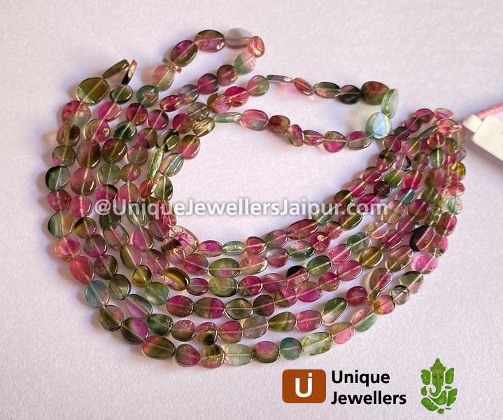 Bi Color Tourmaline Flat Slice Oval Beads